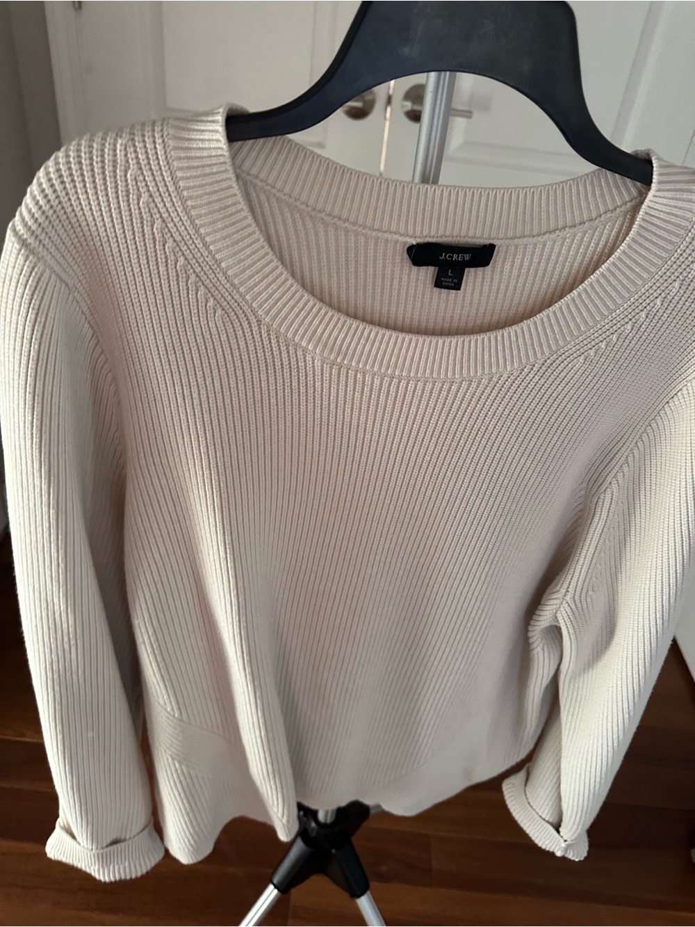 J. Crew Cream Ribbed Scoopneck Sweater